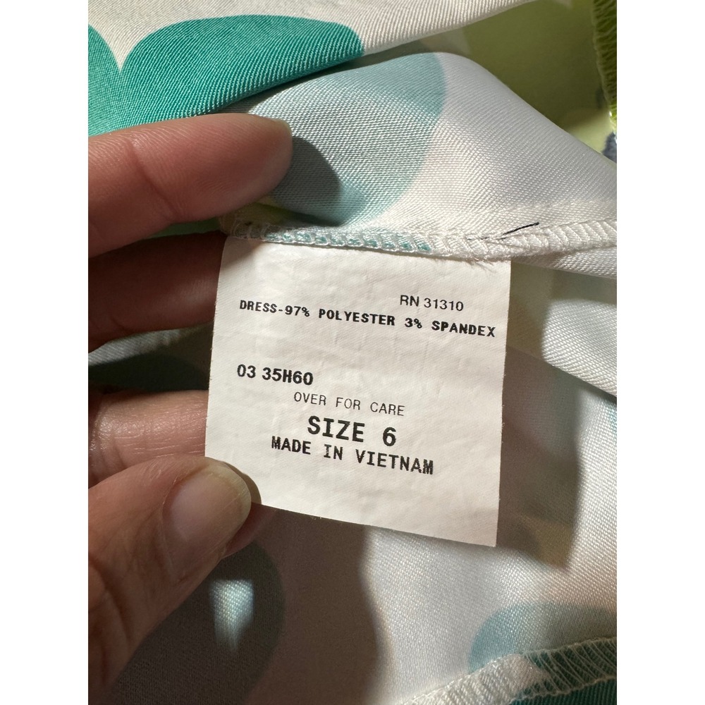 AGB Dress Womens Size 6 Floral Sheath Cap Sleeve Exposed Zipper Teal Lime White - Picture 8 of 13